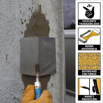 SIKA - Sika MonoTop-412 S - Mortero de Reparación Estructural - Con Inhibidor de Corrosión - Reforzado con Fibras - Listo para su uso en Aplicaciones de Altos - Saco de 5kg - Gris