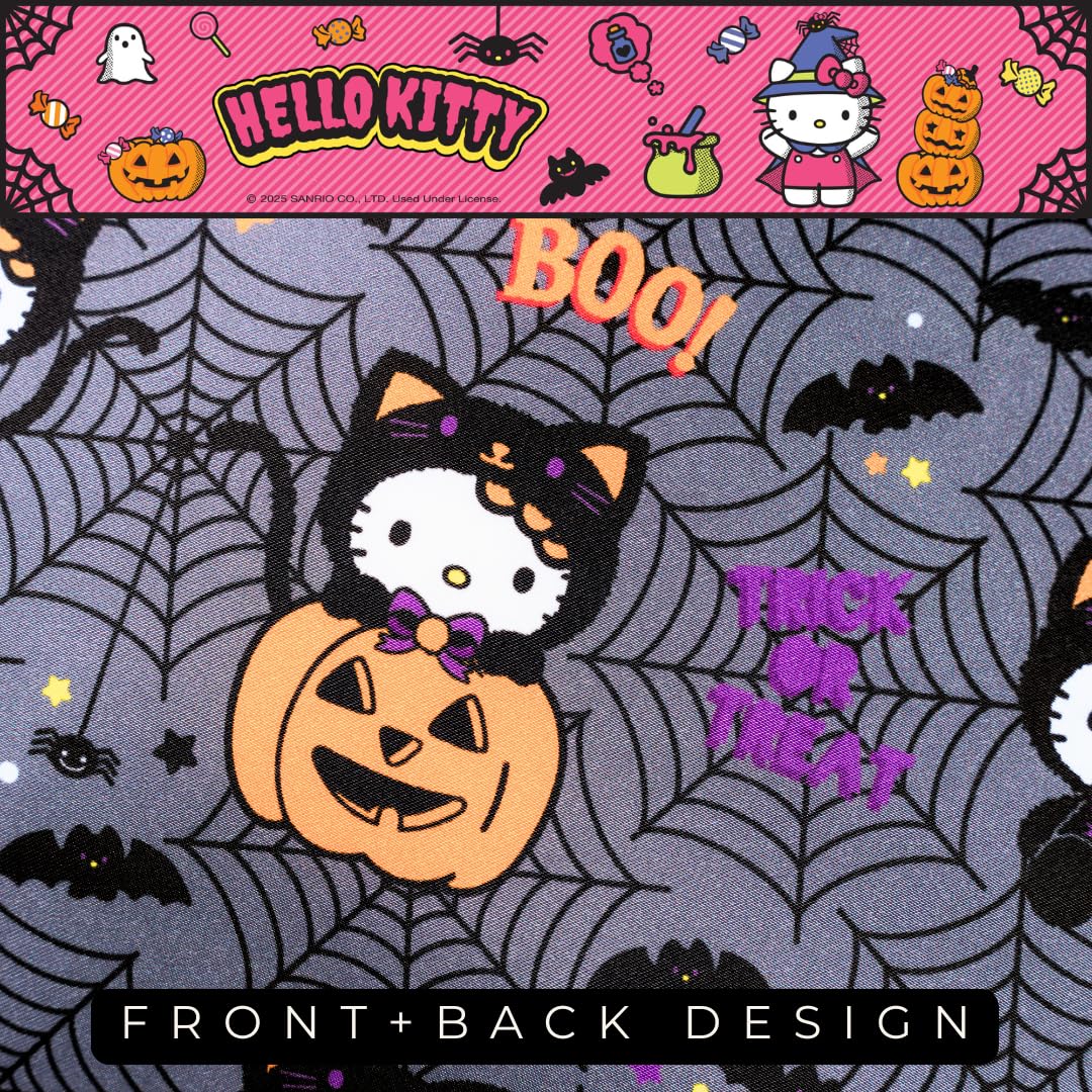 Funda de Almohada Reversible estándar de Seda Satinada de Sanrio Hello Kitty para Esqueleto de Halloween, para Belleza, 20x30 para Cabello y Piel, (Producto Oficialmente Licenciado) de Franco