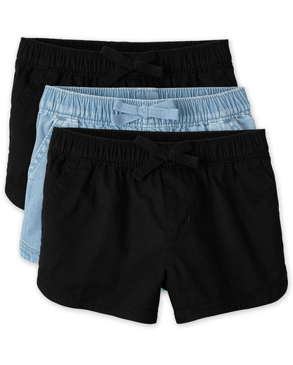 The Children's Place Pantalones Cortos para niñas pequeñas, Paquete de 3 Pantalones Cortos para Niñas