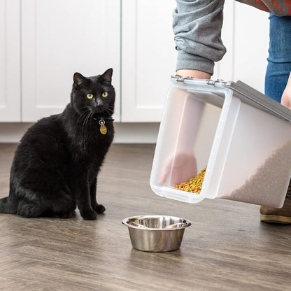 IRIS USA Contenedor para Alimento de Perro, Hasta 10 lb, Transparente/Gris | Libre de BPA, sello hermético, ideal para comida de gatos, semillas de aves, alimento de pollo, juguetes, premios y pellets