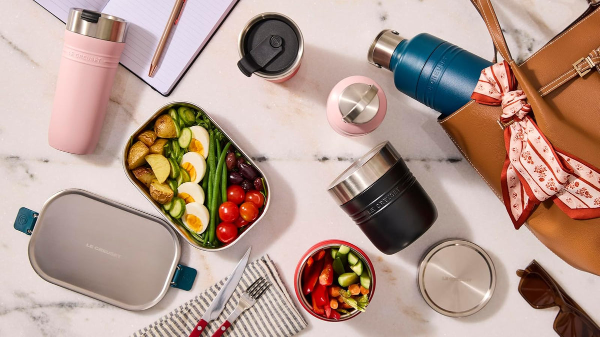 Le Creuset Taza de viaje de acero inoxidable para llevar, 12 onzas, cerise