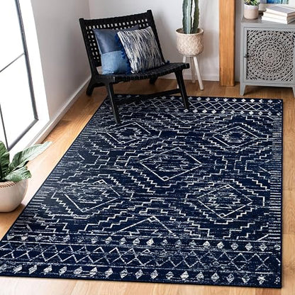 Wonnitar - Alfombra marroquí Lavable de 3 x 5 Pulgadas, Color Azul, Antideslizante, Suave, no desprende Pelusa, Alfombra geométrica de Pelo bajo, Alfombra escandinava, para Entrada, Cocina, sótano