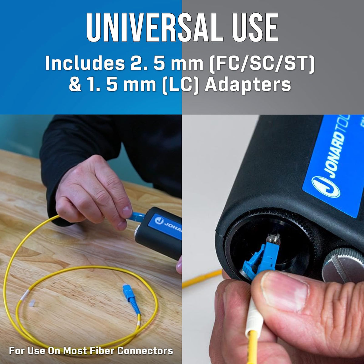 Jonard Tools FIM-400 Microscopio de inspección de Fibra óptica 400x con adaptadores FC/SC/ST y LC