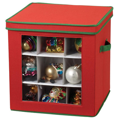 Household Essentials – Caja de Almacenamiento de día Festivo, Color Verde y Rojo, 27-Piece Ornament