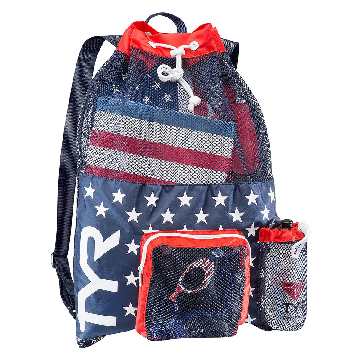 TYR Big Mesh Mummy Mochila Deportiva para Natación - Rojo - azul marino - talla única - Sólido