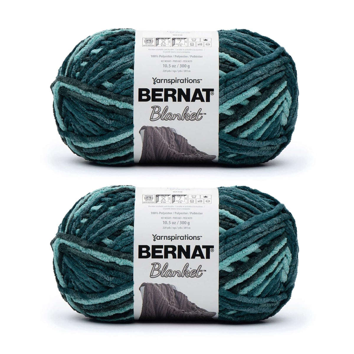 Bernat Blanket Estambre Chenille Súper Voluminoso, Paquete de 2 - Paquete de 2 - SUEÑOS DE TEAL