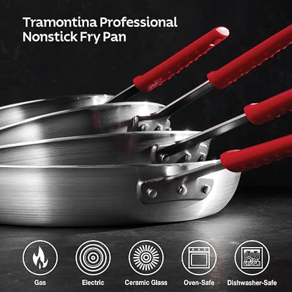 TRAMONTINA - Sartén Profesional, Aluminio de Alto Calibre, Acabado Cepillado, Mango de Acero Inoxidable Siliconado, con Remaches, para Uso Diario, Alta Durabilidad, Tamaño de 36 cm