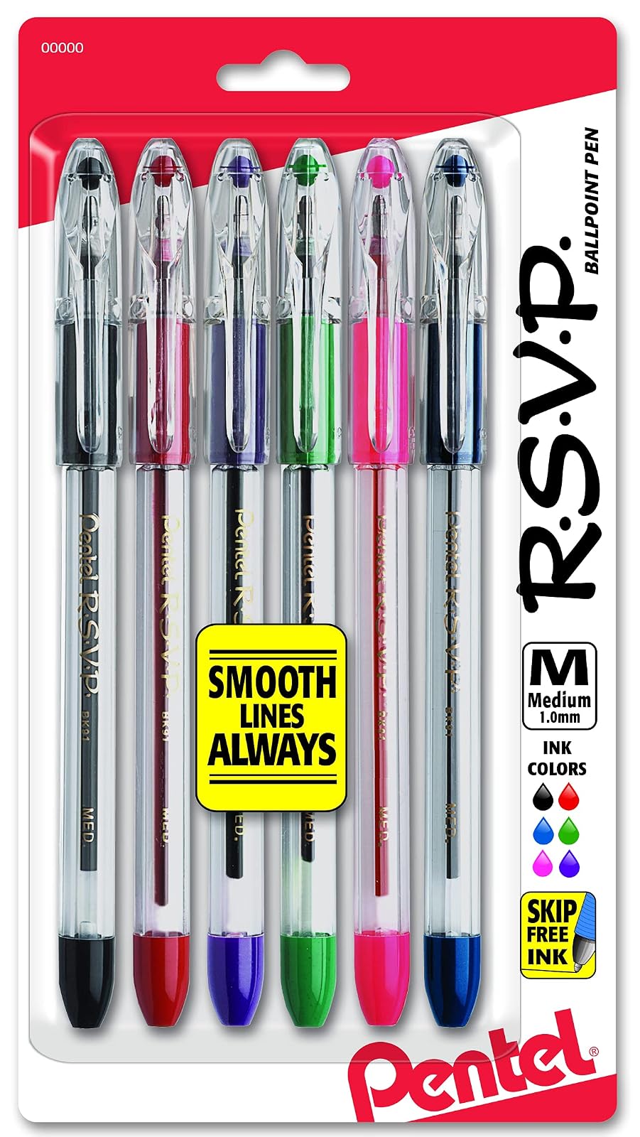 Pentel bolígrafo R.S.V.P., medio punto, varios colores de tinta