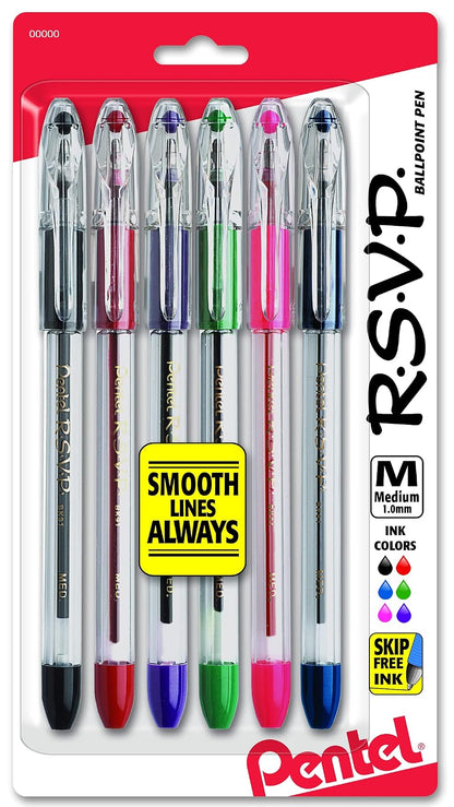Pentel bolígrafo R.S.V.P., medio punto, varios colores de tinta