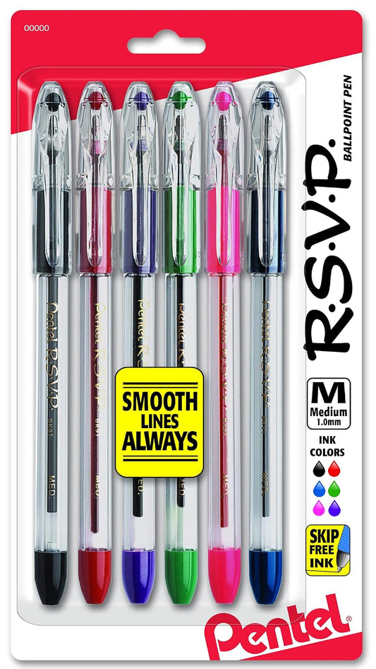 Pentel bolígrafo R.S.V.P., medio punto, varios colores de tinta