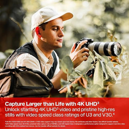 SANDISK - Tarjeta SD Extreme Pro SD UHS-I de 64 GB, hasta 200 MB/s de | Tarjeta SDXC UHS-I U3 con velocidad de lectura de 200 MB/s y capacidad de 64 GB para video 4K, fotografía en ráfaga y