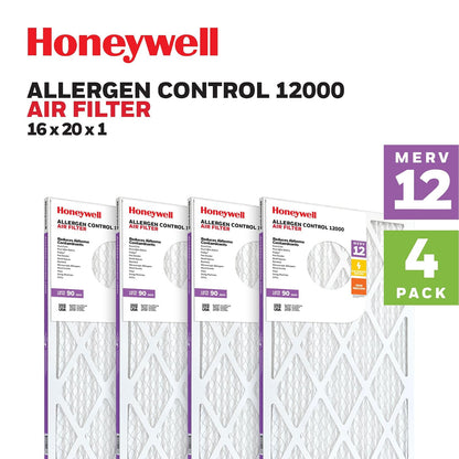 Honeywell MERV 12 - Filtro de aire para horno de aire plisado electrostático HVAC AC AC (4 unidades) | Filtro de repuesto para uso doméstico | Fabricado en Estados Unidos