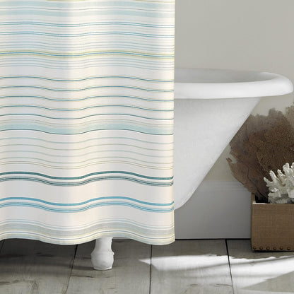 Tommy Bahama - Cortina de Ducha de Tela, Elegante decoración de baño a Rayas, con Agujeros en la Parte Superior (La Scala Breeze Green, 72 x 72 Pulgadas)