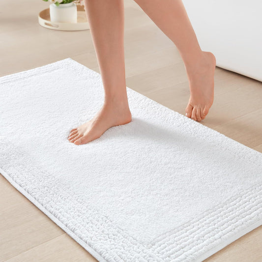 Madison Park Signature Splendor Reversible 100% Cotton Tufted Bathroom Rug-3000 gsm Hotel Quality Luxurious Plush High Pile Bath Mat Absorbent, Quick Dry, Shower Room Décor, 21x34, White