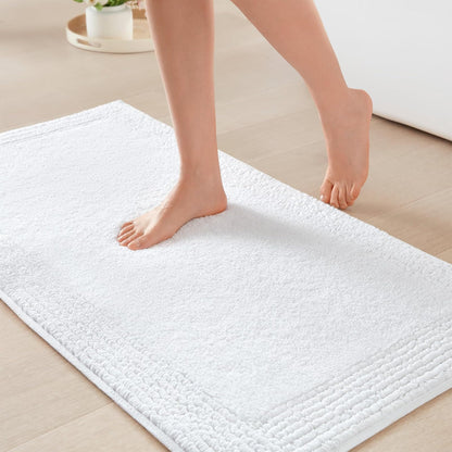 Madison Park Splendor - Alfombra de baño Reversible 100% algodón, 3000 g/m², Lujosa Alfombra de baño de Felpa de Pelo Medio, Absorbente, de Secado rápido, decoración de Ducha, 20 x 30 Pulgadas, Color - 2'6" x 1'8" (Rectangular) - Blanco