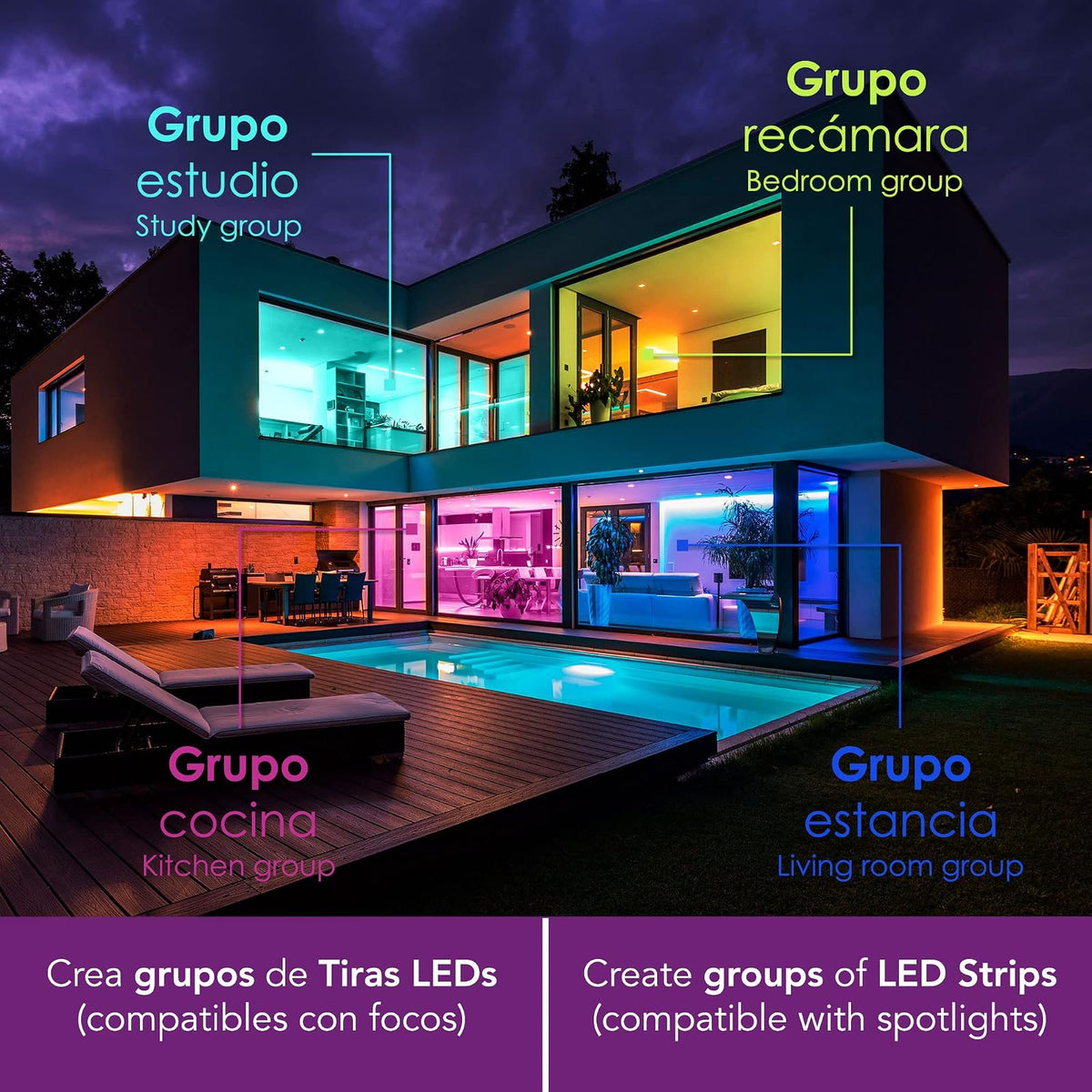 Lloyd's Tira LED 2m RGB Control por App y Voz compatible con Alexa y Google