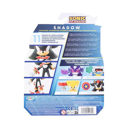 Jakks Pacific - Sega Sonic The Hedgehog Figura Articulada Modern Shadow de 4″ con Accesorio Star Spring – Colección Oficial Sonic para Fans y Niños 3+ Años