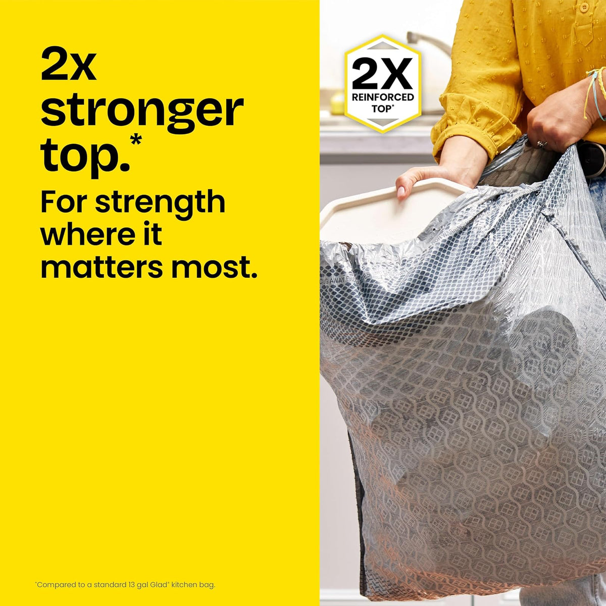 Glad Large Kitchen Drawstring Trash Bags - ForceFlex Kitchen Pro 20 Gallon Black Trash Bag, Febreze Fresh Clean - 80 Count