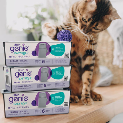 Recambio Litter Genie Easy Roll |Incluye 24 bolsas perforadas en un rollo y puede durar hasta 6 meses para un gato