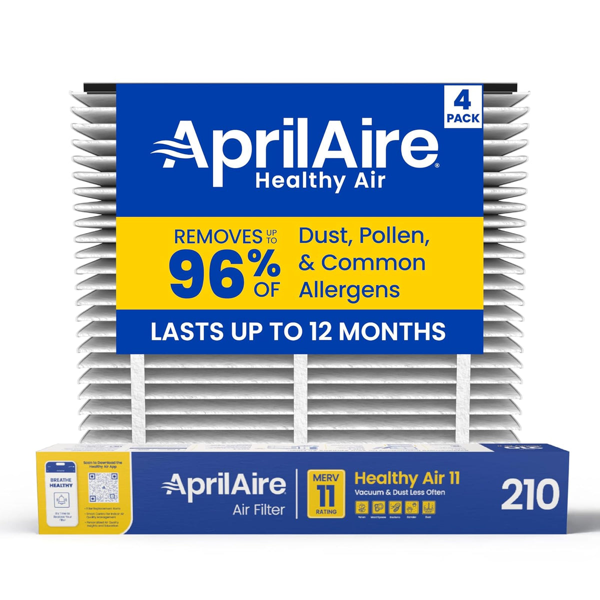 Aprilaire 210 Pack de filtro de aire individual para purificador de aire, 4 paquetes - 4 Count (Pack of 1)