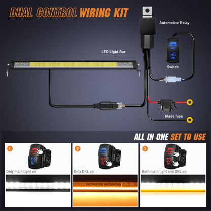Nilight Barra LED 30 Pulgadas 120W DRL Ámbar IP68 Kit - 1 Pieza