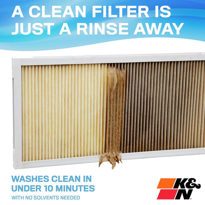 K&N - Filtro de aire para horno HVAC 24 x 24 x 1, dura toda la vida, lavable, Merv 11, el último filtro HVAC que comprarás, respira de forma segura en casa o en la oficina, HVC-12424