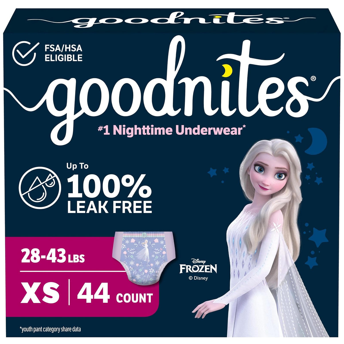 GoodNites Bedtime Underwear for Girls, XS, 44 Ct. (Packaging May Vary)