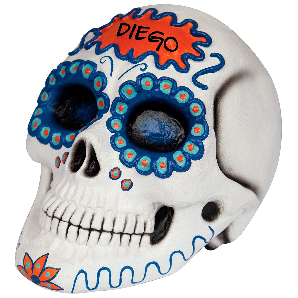 Sugar Skull Blue, Artículo Decorativo de Catrin Mexicano, Adorno Decoración de Craneo Colorido Ideal para Halloween y Día de Muertos