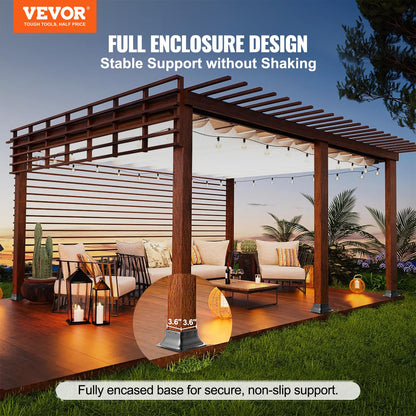 VEVOR 20 Piezas Soportes para Postes de Madera 4" x 4"(102 x 102 mm) Base Interna de Poste de Acero al Carbono para Anclaje de Poste de Madera Estándar de , de Terraza, Porche