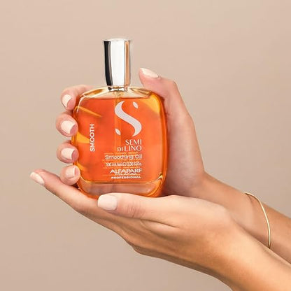 Alfaparf Milano Semi Di Lino Smooth Smoothing Oil - Aceite Alisador Anti-Frizz y Protector Térmico para Cabello Lacio, Brillo Extremo, 100 ml