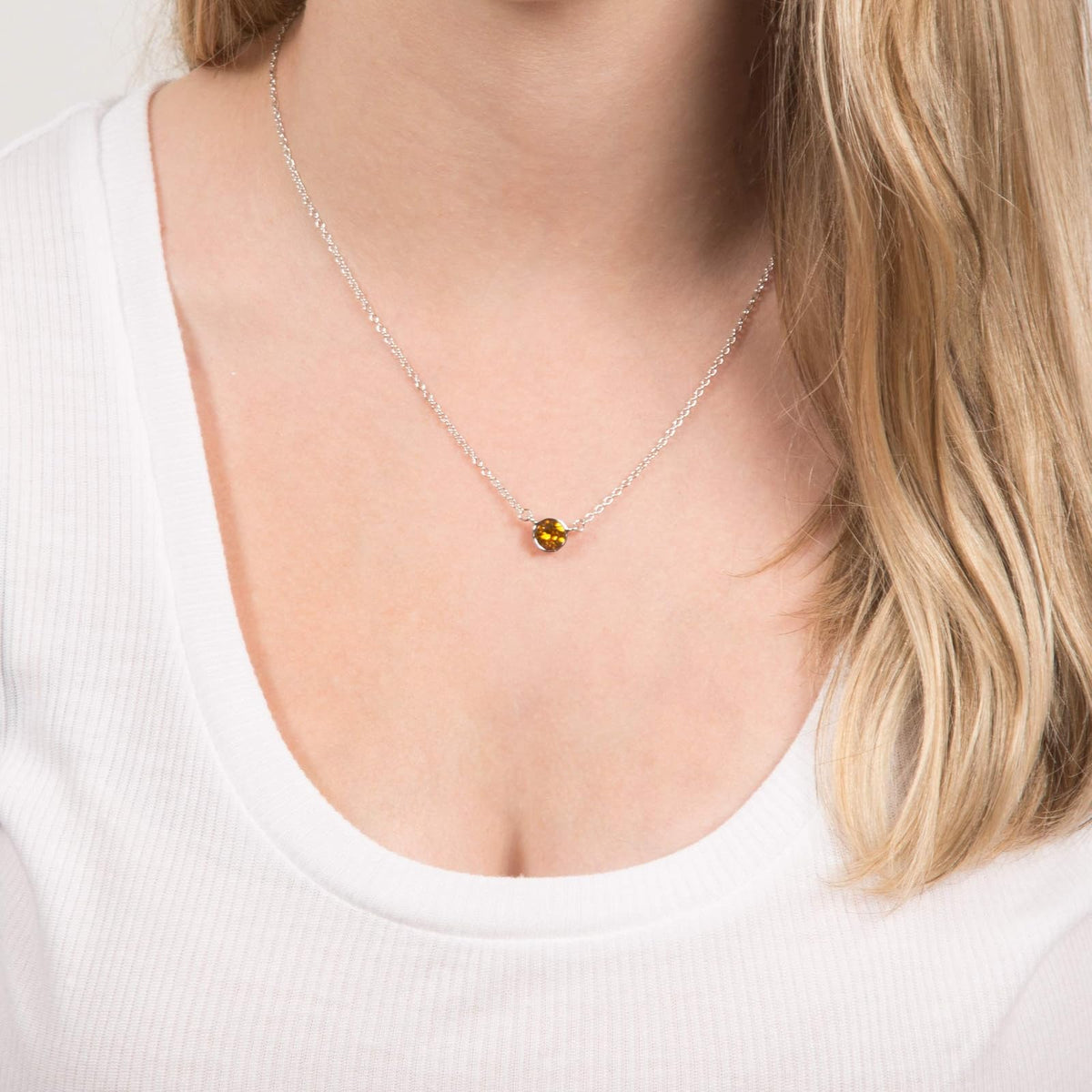 'Liza January Garnet 17''-18.5'' Necklace with 0.25'' Crystal Pendant made from Austrian Crystals'
