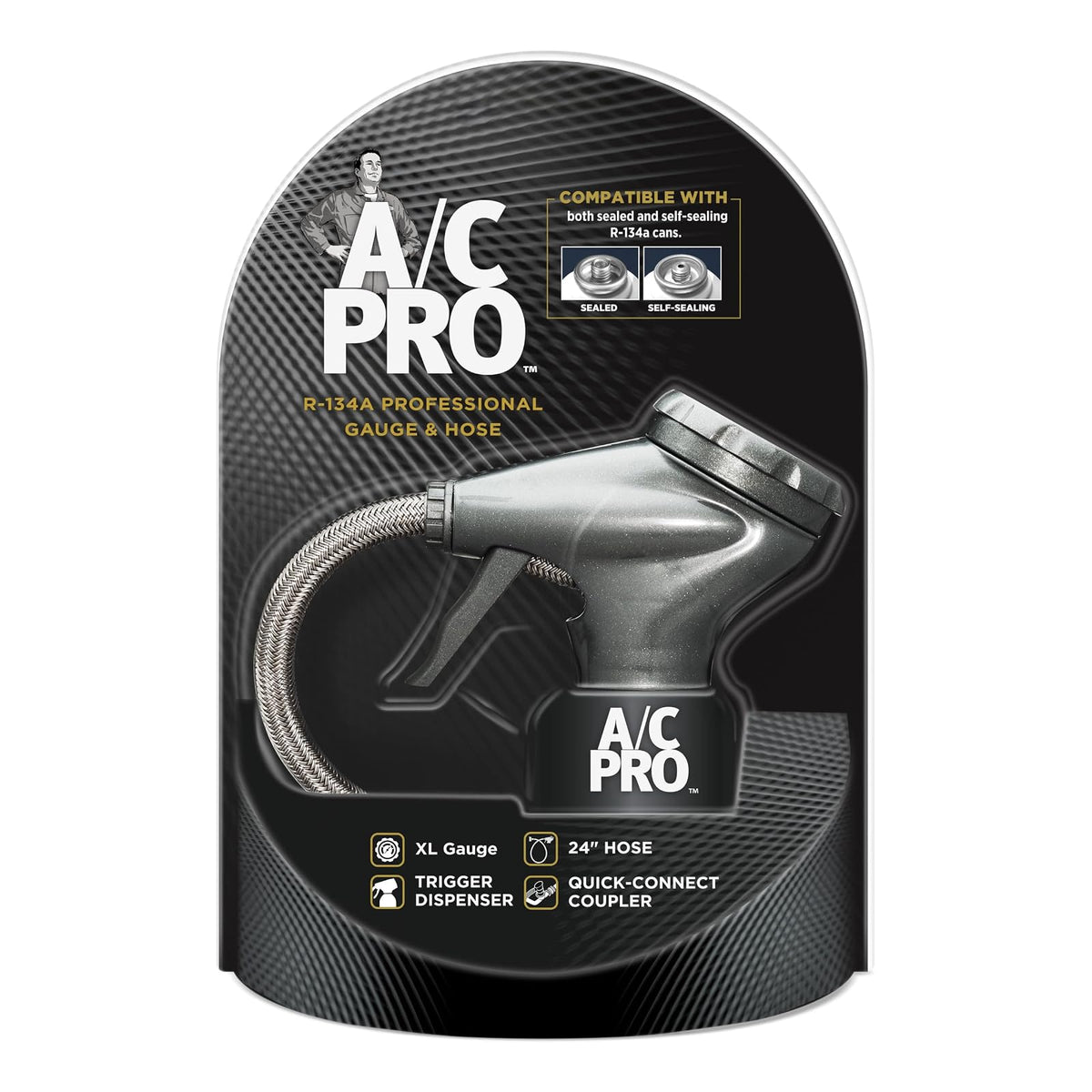 A/C Pro ACP410-4 Medidor y Manguera de Recarga para Aire Acondicionado, 24 Pulgadas