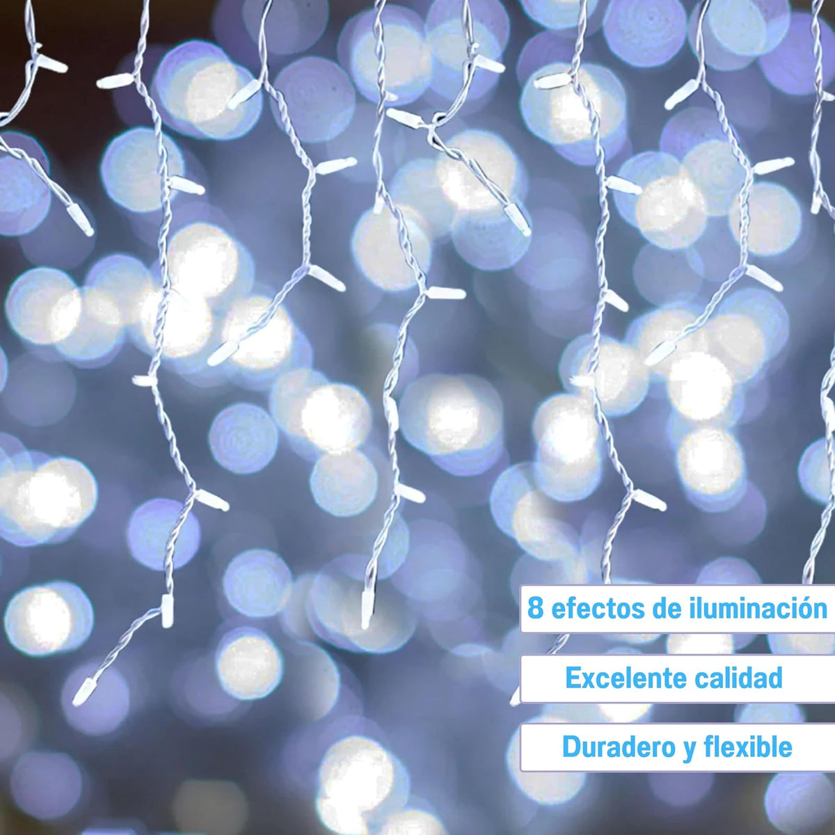 Luces Navideñas Cascada de Luces led -POWEROAK Luces de Navidad 4M 200LED IP44 Serie de Cascada led con 8 Modos de Iluminación Luz cascada Navidad Decorativas. (4M 200LED, Blanco frío)