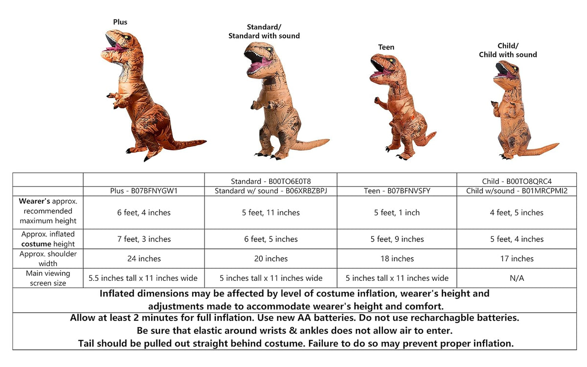 Rubie's Disfraz infantil de dinosaurio inflable original, T-Rex con sonido, pequeño