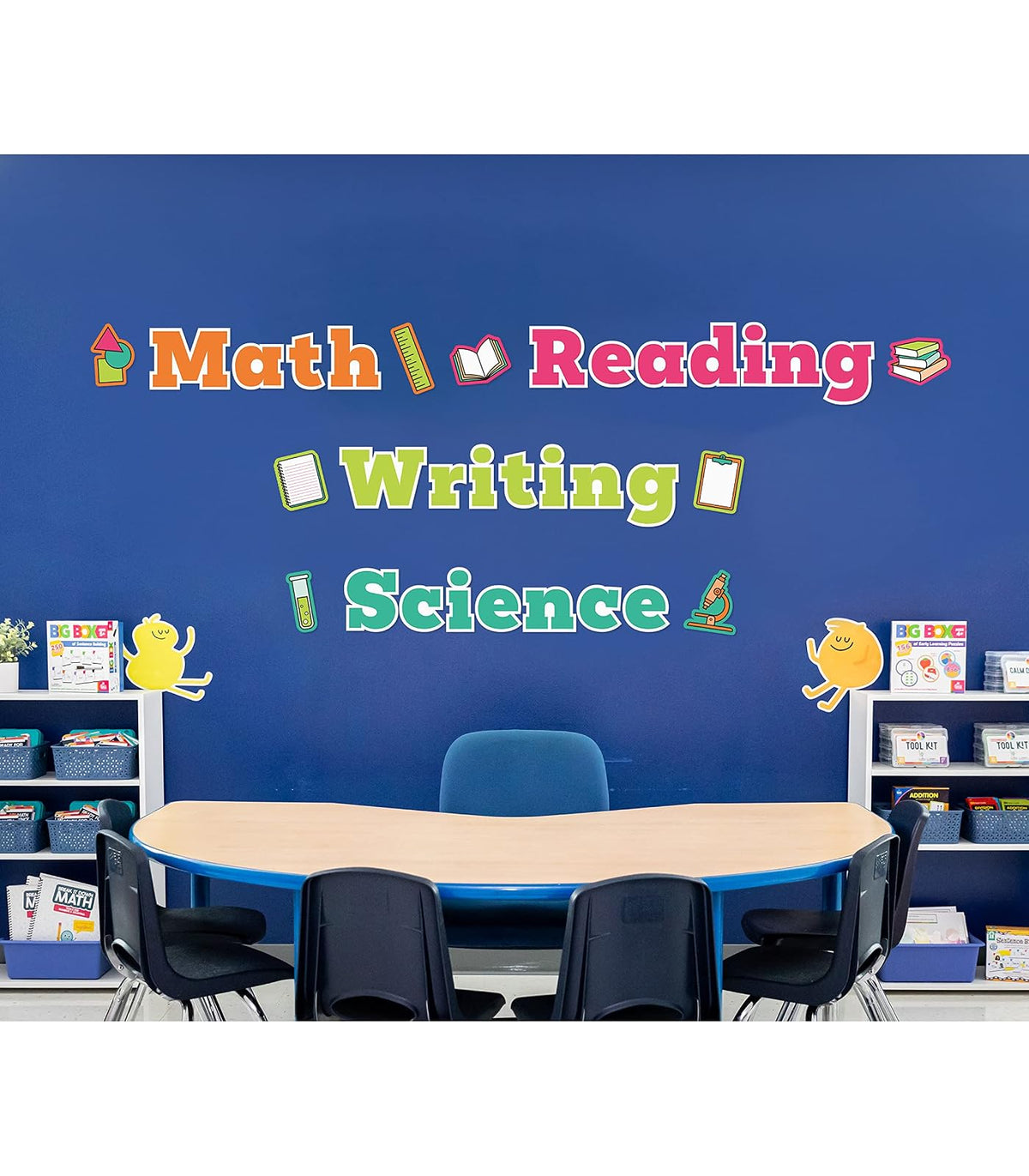 Carson Dellosa - Juego de 37 Piezas para tableros de anuncios, Lectura, Escritura, Ciencias y matemáticas y Recortes de cartulina Coloridos para decoración de Aula