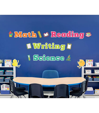 Carson Dellosa - Juego de 37 Piezas para tableros de anuncios, Lectura, Escritura, Ciencias y matemáticas y Recortes de cartulina Coloridos para decoración de Aula