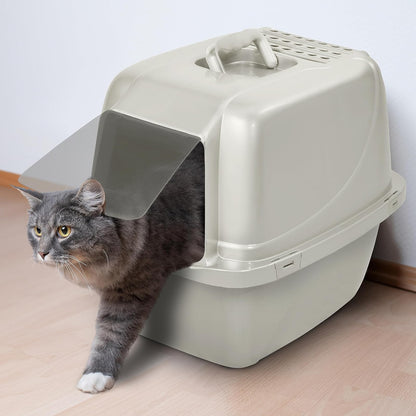Vanness Arenero Grande Cubierto para Gato con Puerta Abatible y Filtro Reemplazable, Resistente y Fácil de Limpiar