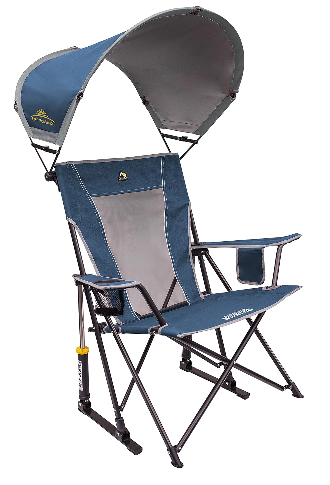 GCI - Silla Mecedora para Exteriores con toldo - Azul (Neptune Blue) - Basculante para sombrilla