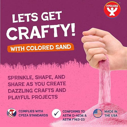 Hygloss - Arena de colores para manualidades, 6 bolsas de colores surtidos, 1 libra vibrante y colorido, kit de arte de arena para niños, actividades de aula para niños de 3, 4, 5, 6, 7, 8, 9, 10, 11