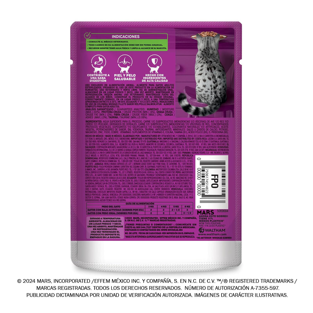 Whiskas Sobres para Gatos Adultos Esterilizados Sabor Atún 24 Piezas de 85gr