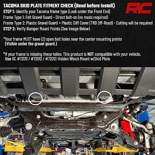Rough Country Kit de Placa Deslizante Delantera para Toyota Tacoma 4WD 2024-2025, Negro, 10919