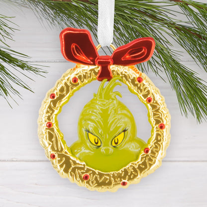 Hallmark Dr. Seuss's How The Grinch robó la Navidad Grinch en Corona de Adorno de Navidad, Metal, Regalos para los fanáticos del Dr. Seuss