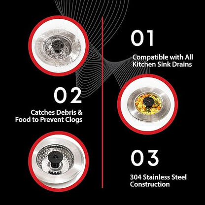 Kitchen SinkShroom Revolutionary - Colador de Fregadero de Acero Inoxidable sin obstrucciones, Color Gris Chapado en Cromo