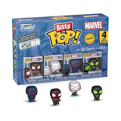 Funko Pop! Bitty: Spider-Man - Miles Morales, Ghost Spider, Spider-Man 2099, and Mystery Chase Figure - 2.3 cm - Marvel Comics Collectable