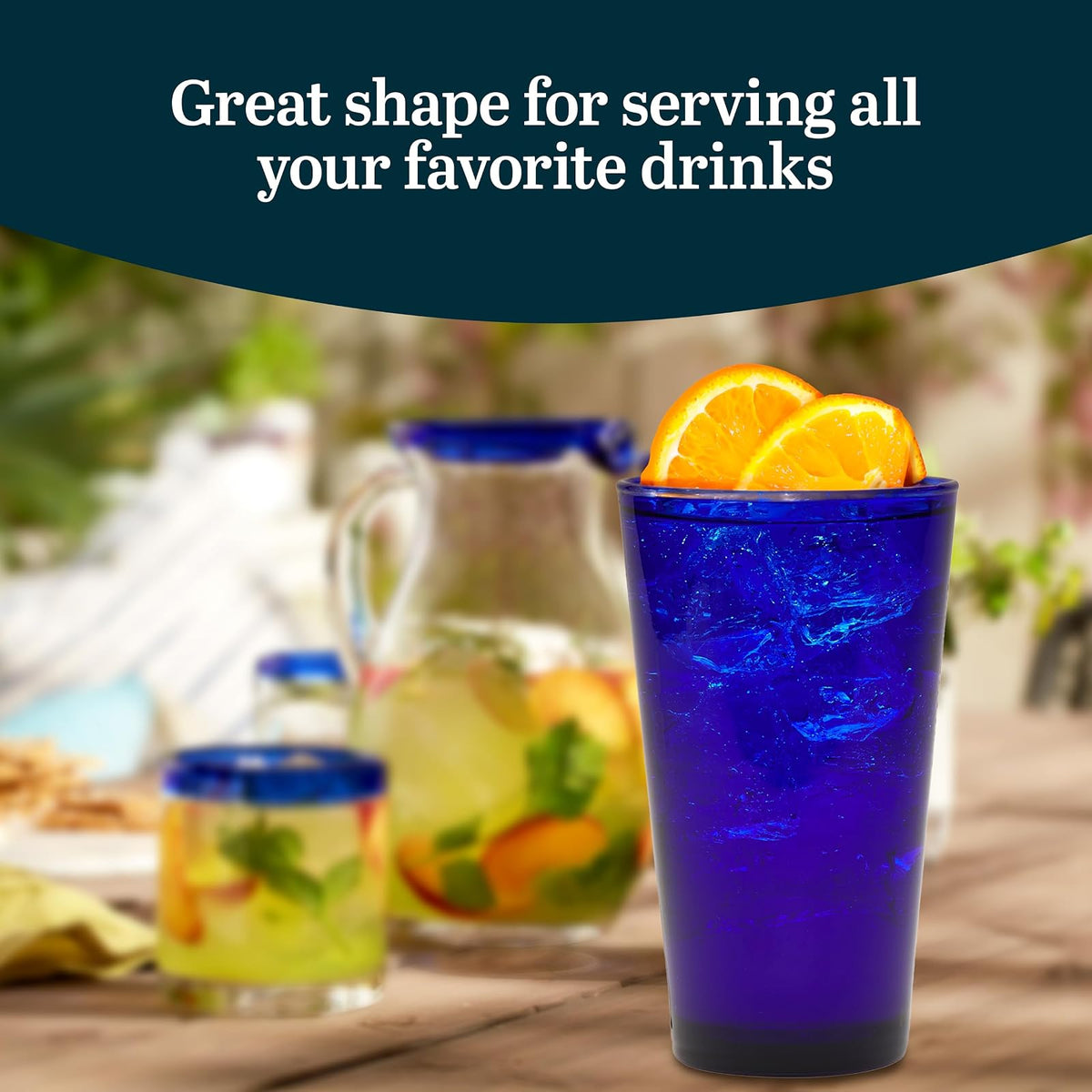 Libbey Cobalt Flare Vaso, Vasos azul cobalto (17,25 oz), 17.25 oz, 1