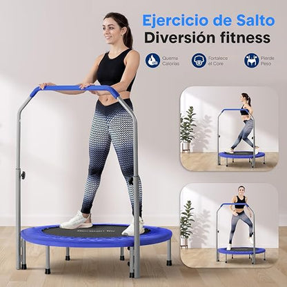 SereneLife Portable & Foldable Trampoline - 36" In-Home Mini Rebounder, Fitness Body Exercise - Updated Version - SLSPT365