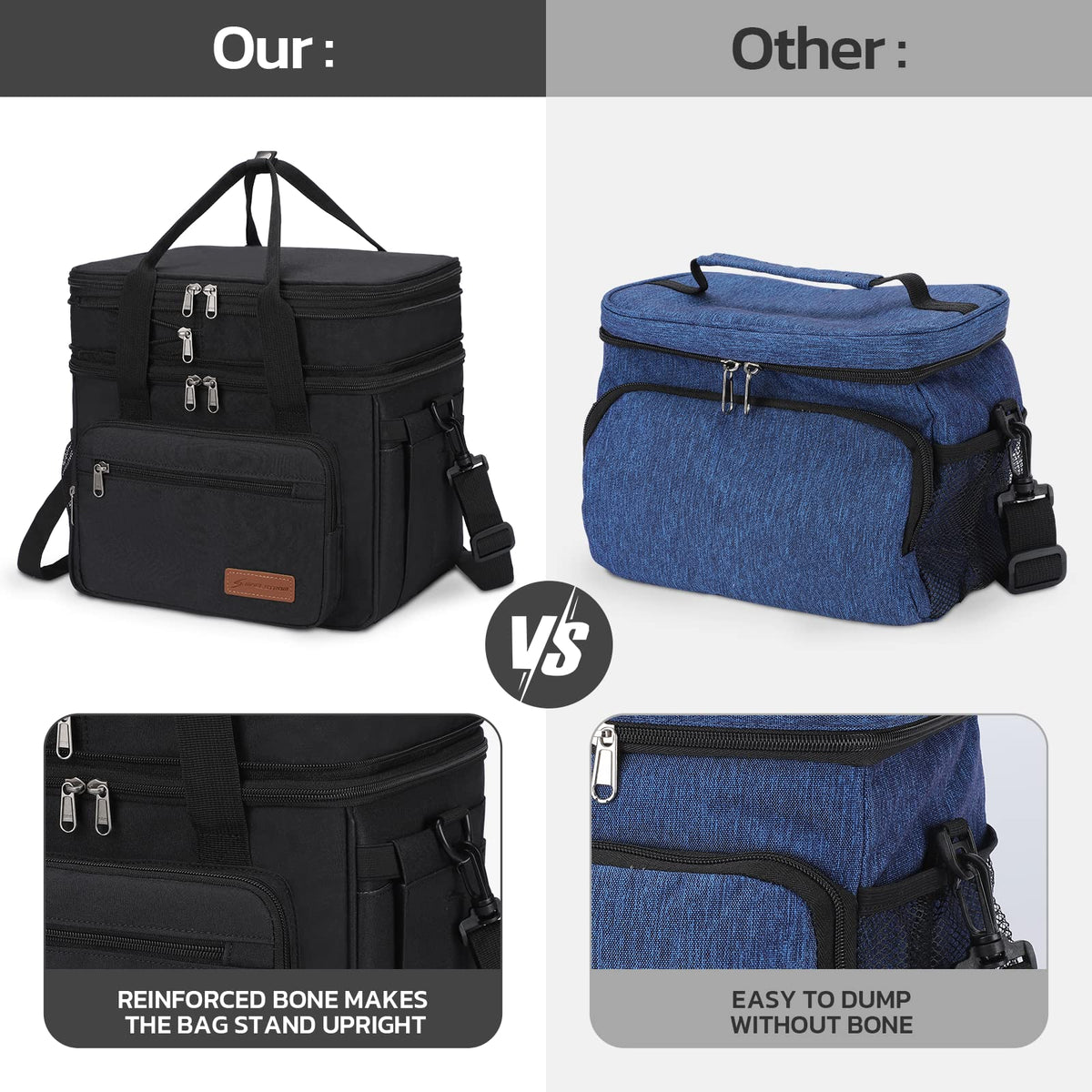 Maelstrom Lonchera Térmica 23L, Bolsa Hielera Ampliable Doble Compartimento | Retención frío 16h, Ligera, Estructura vertical, Bolsillo pañuelos. Ideal Hombre Mujer, Oficina, Supermercado, Desplazamiento