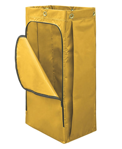 Rubbermaid Commercial Products – Bolsa de Vinilo para Carro de Limpieza, Bolsa Grande con Cremallera Frontal y 6 Ojales para Recolección de Residuos, Capacidad de hasta 128.7 L, Amarillo 1966881