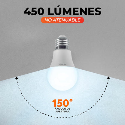 Tecnolite Paquete de 6 Focos LED 5 W A19 - Luz de Día, Base E27, No atenuables