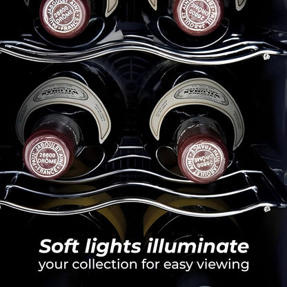 Koblenz Cava Enfriadora de Vinos de 4 Botellas de 750 ml, Temperatura de Una Zona, Cava de Vinos Termoeléctrica con Pantalla Digital y Controles Táctiles de Temperatura, Negro (EVFK-04)